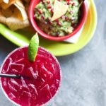 Margarita on the rocks with side of guacamole and chips