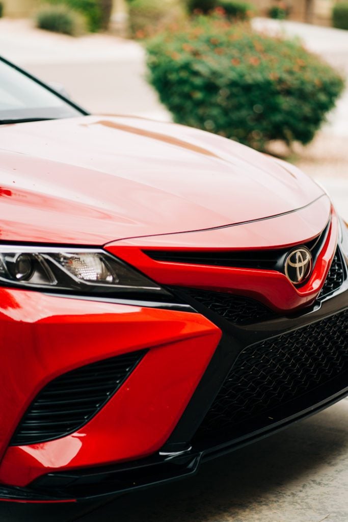 2020 Toyota Camry Hybrid in red