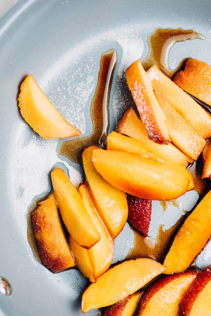 cooked peaches in balsamic vinegar