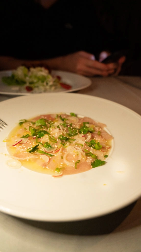 Hamachi crudo yellow tuna in ponzu sauce