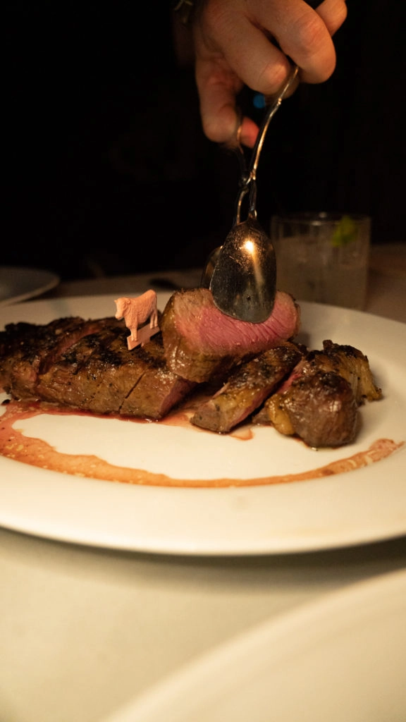 ribeye steak cut in pieces