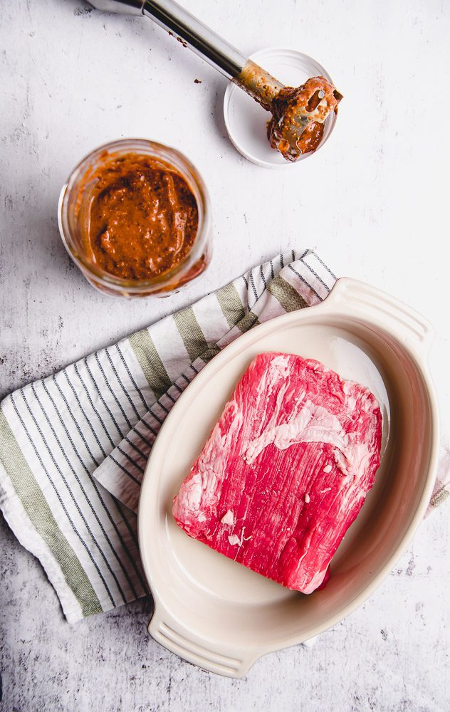 flank steak for carne asada with marinade