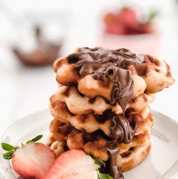 liege waffles with Nutella and strawberries
