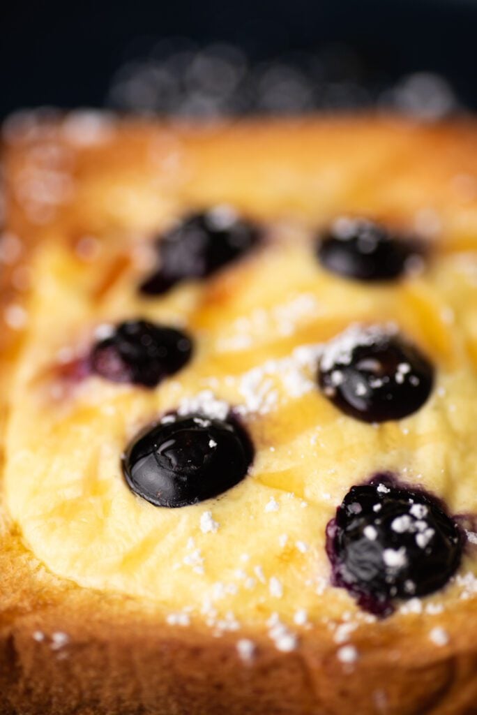 custard toast with blueberries