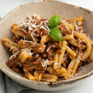 Casarecce with beef bolognese