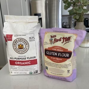 ap flour and gluten on kitchen counter