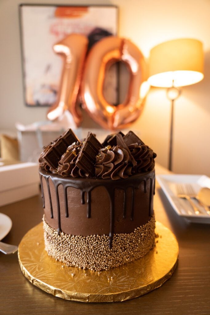 Birthday cake with number in the background