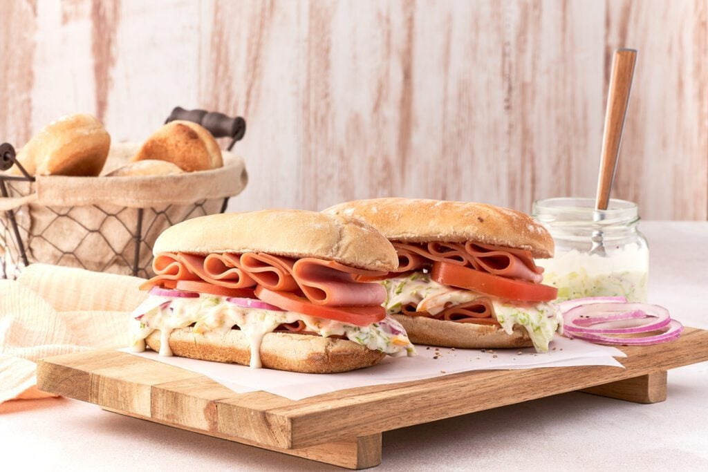 grinder sandwich on a board
