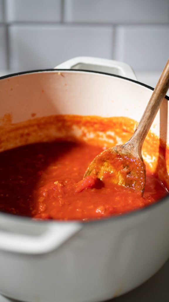 tomato sauce in pan