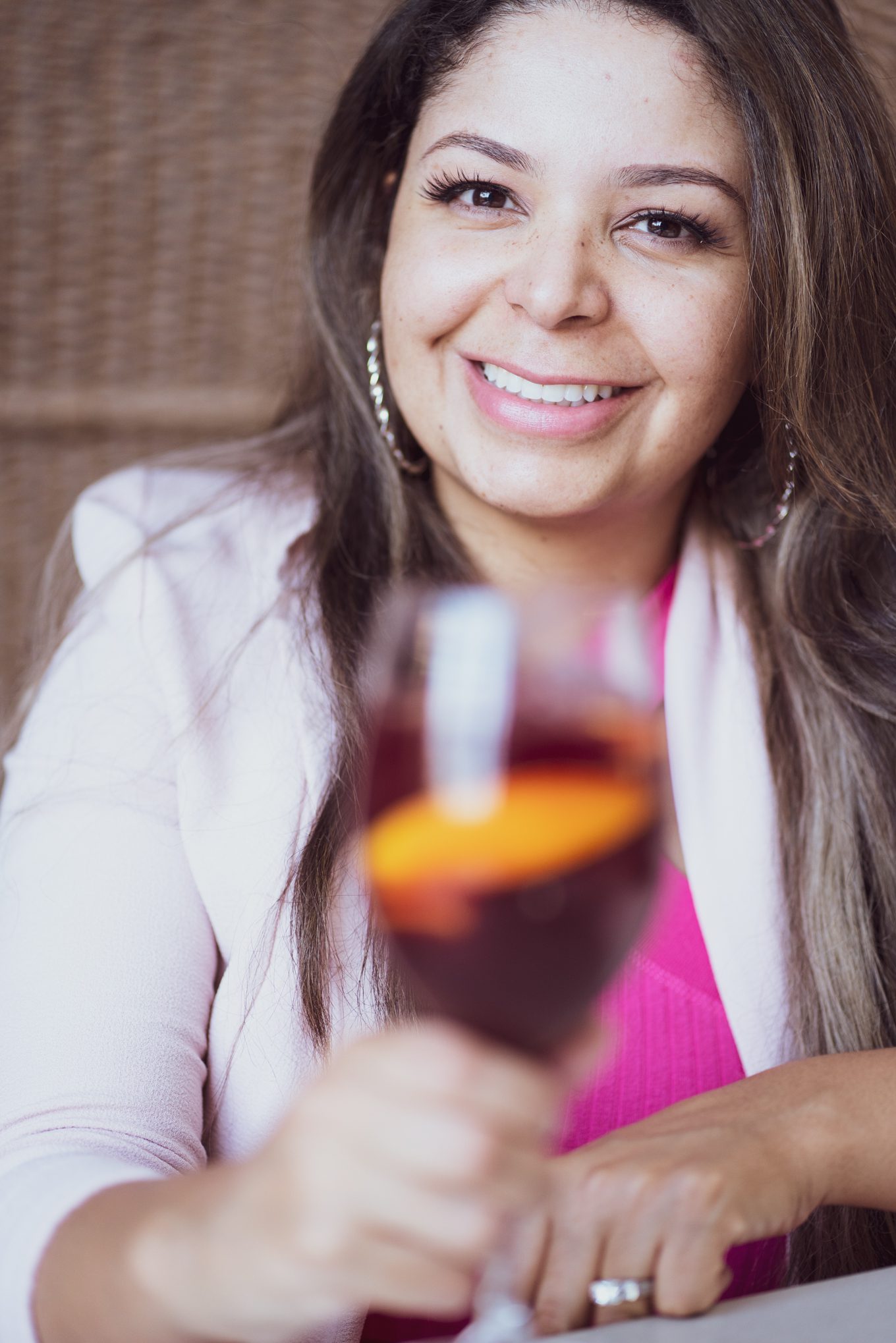 sangria and woman on the background