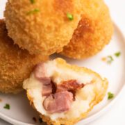 Deep fried ham and potato croquettes.