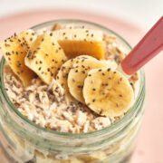 Overnight oats with banana and chia seeds.