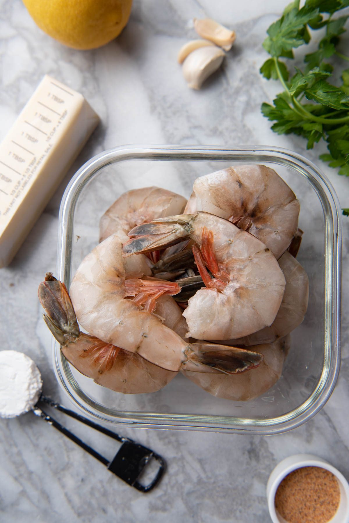 ingredients for garlic shrimp.