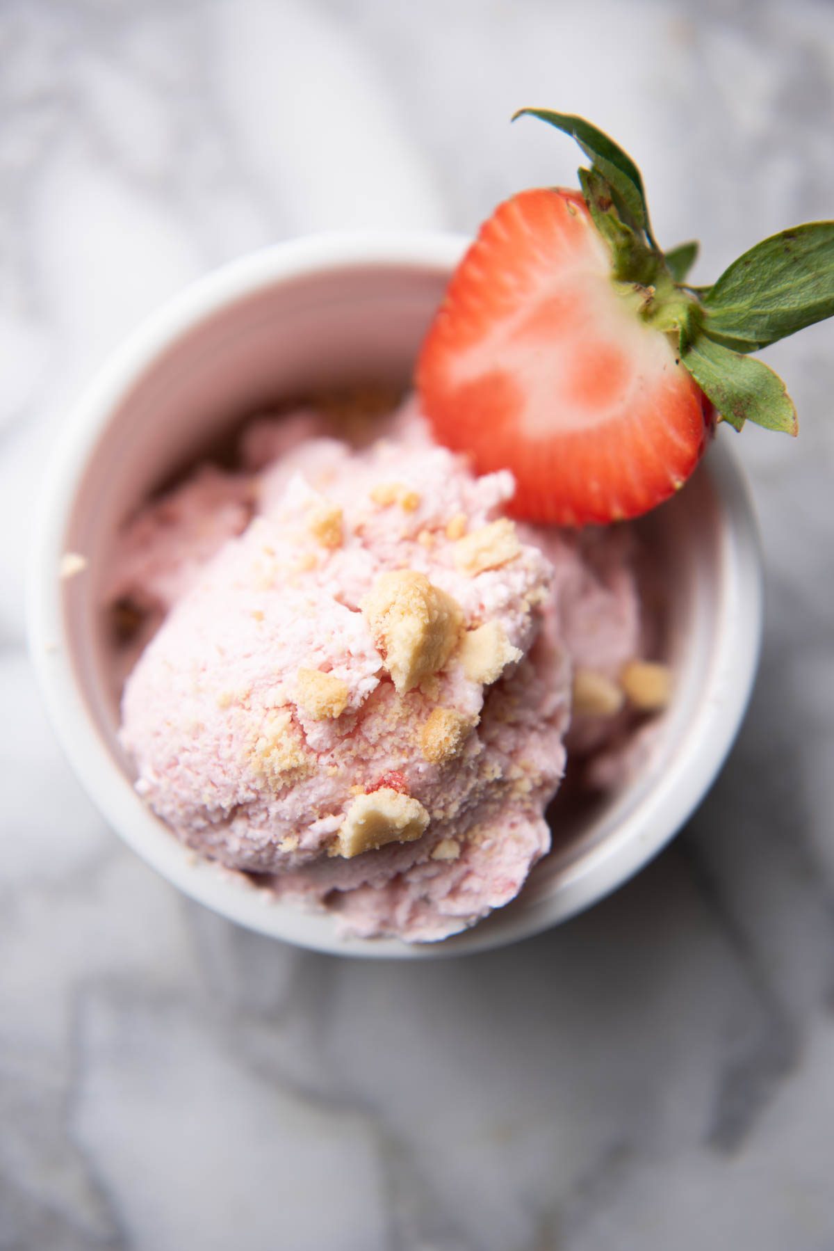 cottage cheese ice cream with graham cracker and strawberry