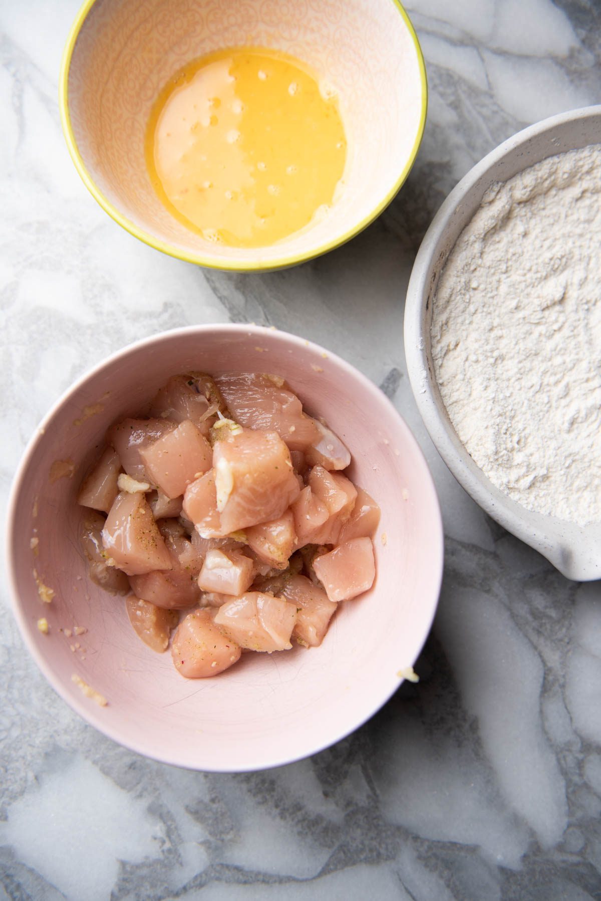 Ingredients for orange chicken.