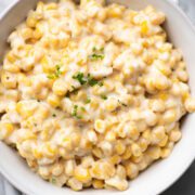 Creamed corn in a bowl.