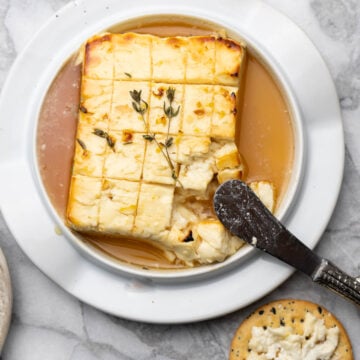 Baked feta with honey.