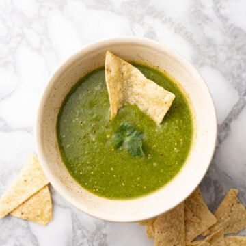 Fresh salsa verde Mexican restaurant style.