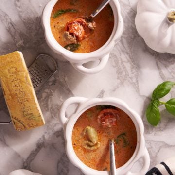 Creamy sausage tortellini soup.