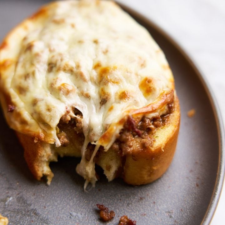 Mississippi Sloppy Joe on Texas Toast on a plate.