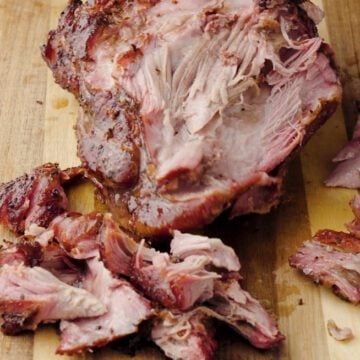 Pernil on a wooden board.